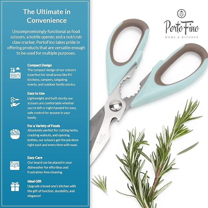 Kitchen Scissors for Food - Heavy Duty Stainless Steel Shears - All Purpose Utility Shears - Cooking Scissors for Meat, Chicken, Fish, Vegetables, Herbs - Kitchen Gadget