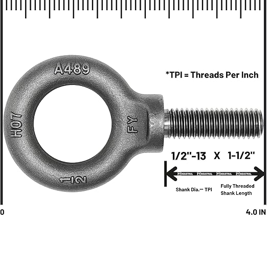 Box of 6 Pcs Lifting Shoulder Eye Bolts 1/2"-13 X 1-1/2"