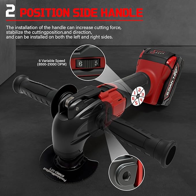 Oscillating Multi Tools for Milwaukee 18V Battery, Multi-Use Grinding Tool, 4째Oscillation Angle, 6 Variable Speeds, Quick-fit Blade Design with 22pcs Accessories for Cutting, Sanding, Scraping