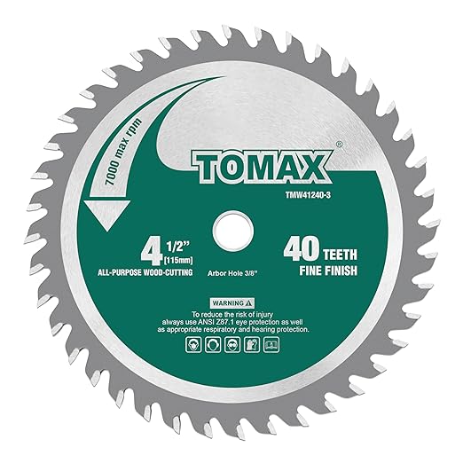 TOMAX 3 Pack 4-1/2 Inch 40 Tooth ATB Finishing Saw Blade with 3/8-Inch Arbor