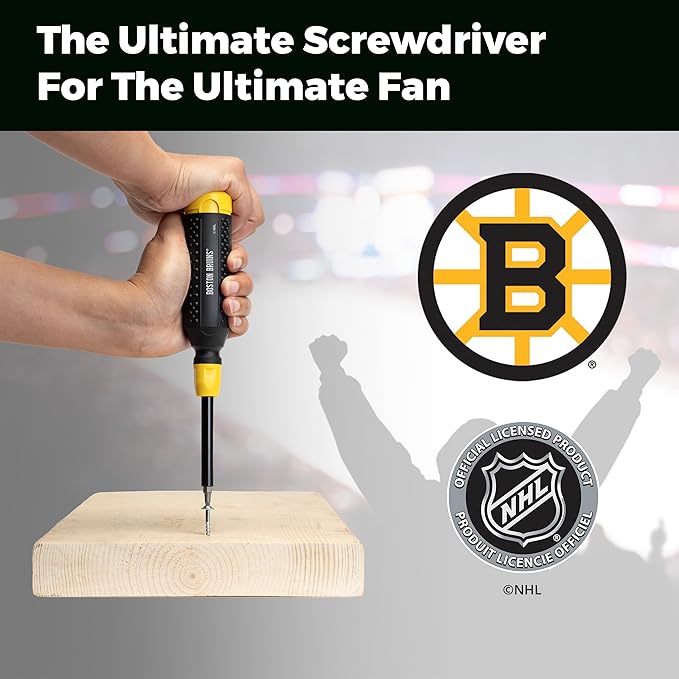 MEGAPRO짰 NHL짰 Team Edition Multi-bit Screwdriver | Officially Licensed NHL짰 Gear | Durable, Ergonomic, Pro-Grade Screwdriver (Boston Bruins짰)