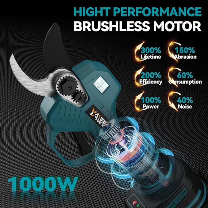 Brushless Electric Pruning Shears for Makita 18V Battery, Portable Cordless Pruning Shears with LCD Display竊냆K5 Blades, Adjustable Cutting Diameter 0.8-1.2 Inch for Gardening Tree Pruning(NO Battery)