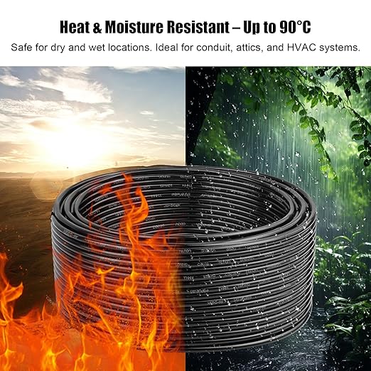 XRDS -RF 12 AWG 50FT THHN Wire ??Pure Copper Wire for Home, Garage, and Workshop Installations ??Black ??600V Rated