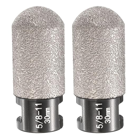 HARFINGTON 2pcs Diamond Finger Bit 30mm Dia Dry Core with 5/8"-11 Thread Diamond Chamfer Bit for Enlarging Shaping Milling Existing Holes on Porcelain Tile Ceramic Marble Countertop, Black