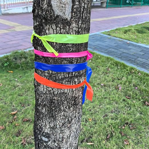 5 Pack Red Flagging Tape, Non-Adhesive Plastic Ribbon Neon Marking Roll, 0.78"*500ft, Marking Tape for Tree Marking, Hunting, Boundaries and Hazardous Areas,Trail Marking