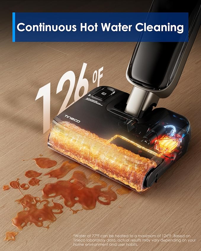 Tineco Floor ONE S9 Master Wet Dry Vacuum Cleaner, ThermoBlast Tech & Hot Water Vacuum Mop, 23kPa Suction, 65 Min Runtime, 185째F Flashdry, 3.9inch Ultra-Slim Stretch Mop
