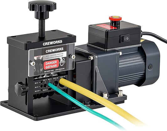 CREWORKS Automatic Wire Stripper Machine, 8 Channel Electric Wire Stripping Machine for 0.06 to 0.67 in. Copper Wires, Electric Cable Stripper Machine with 5 Blades and All-Copper Motor for Recycling