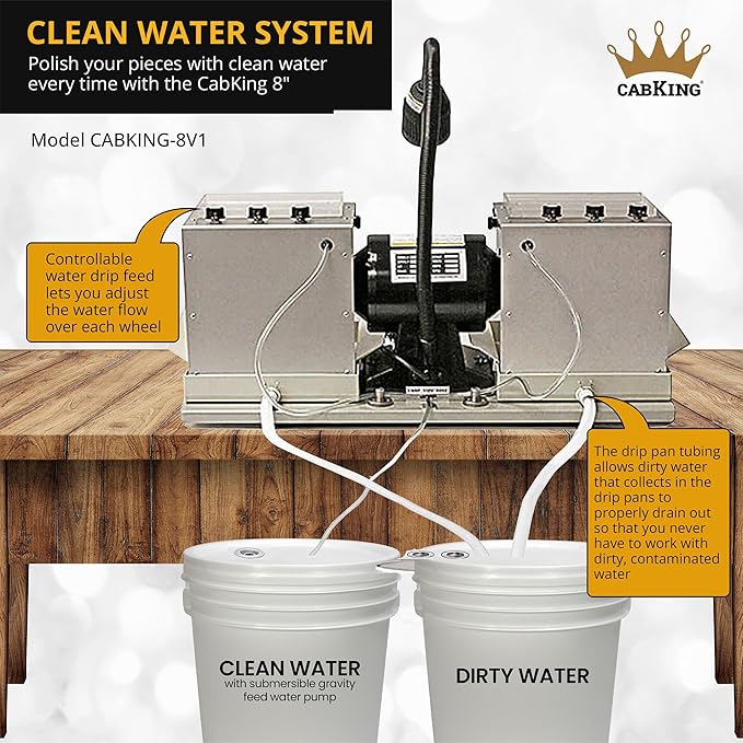 CabKing Cabbing Machine Lapidary Equipment ??8" Jewelry Polishing Machine for Gemstone Grinding & Stone Polishing, Includes Diamond Wheels, LED Lamp, Water System & Complete Lapidary Accessories Kit