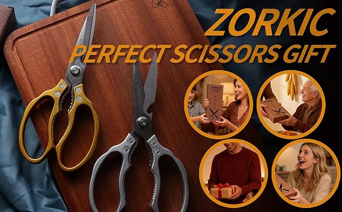 Kitchen Scissors, Multi-All Purpose Japan Kitchen Shears, Heavy Duty Dishwasher Safe Food Scissors for Chicken, Poultry, Fish, Meat & Herbs Christmas Gifts for Men Women Mom Dad