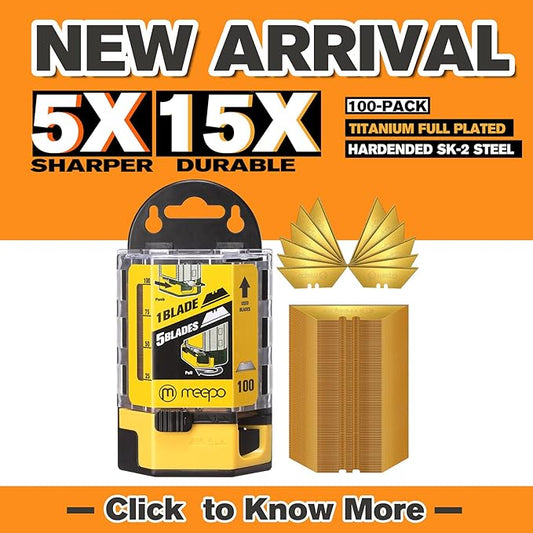 100-Pack Utility Knife Blades, Blackened SK-2 Razor Blades for Box Cutter, Never Rust, Extra Durable