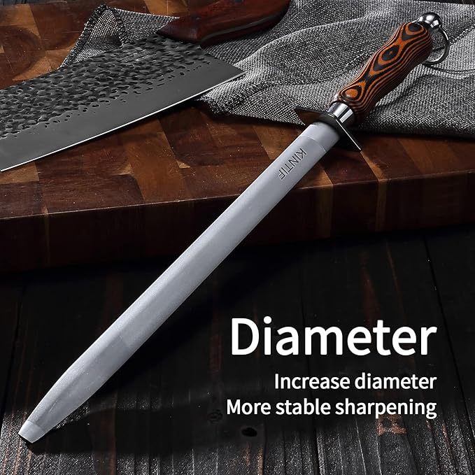 Sharpening Steel 10 inch Professional Knife Sharpener Honing Rod, Fine Lines, High hardness, Flat Knife Honing Steel