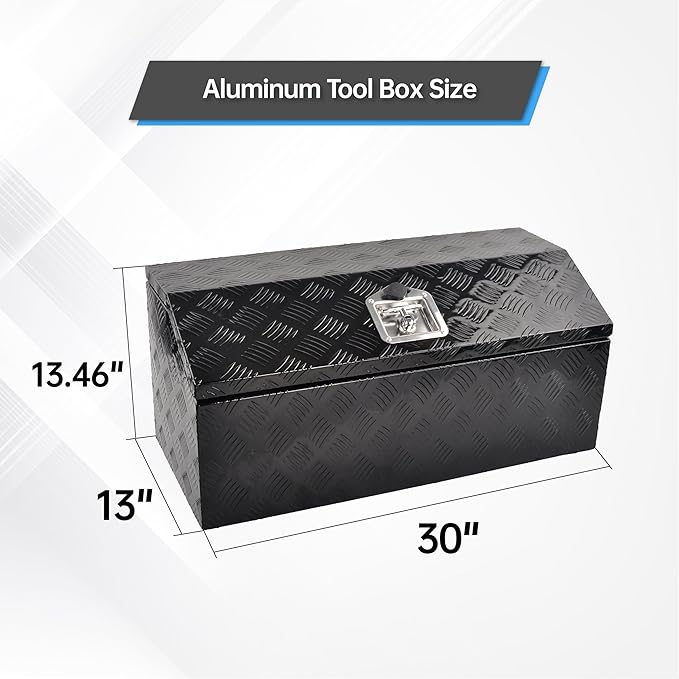 30 Inch Aluminum Truck Tool Box竊똇eavy Duty Truck Bed Tool Box Storage Organizer with T-Handle, Black (30'' x 13.2'' x 13.5'')