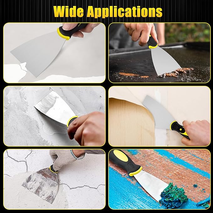 4 Pack Putty Knife - 2" Putty Knives Set Paint Scraper Tool Stainless Steel Spackle Knife No-rust Metal Wallpaper Scraper for Drywall Repair, Wallpaper Removal and Plaster Scraping