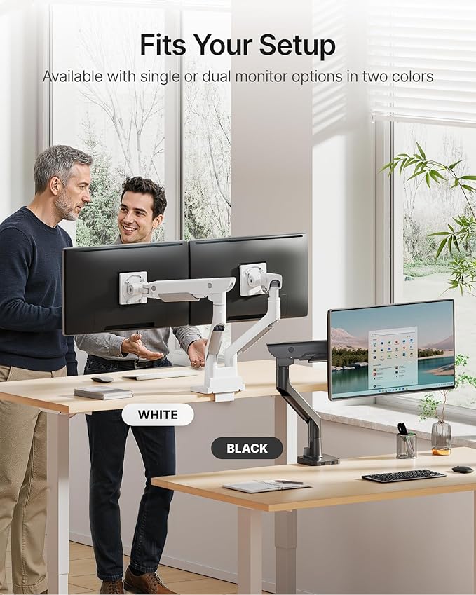 monTEK Sleek Aluminum Monitor Arm for 17??7??Ultrawide Screens up to 59.4 lbs, Heavy Duty Single Monitor Arm Desk Mount, Pneumatic Lift, Quick-Release Plate, Clamp/Grommet, Max VESA 100x100