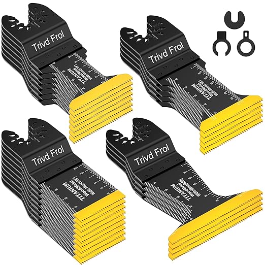25 PCS Titanium Oscillating Tool Blade Metal Cutting, Universal Multi Tool Blades for Metal Nails Wood Plastic and Hard Material, Oscillating Saw Blades Fit Dewalt Milwaukee Ryobi