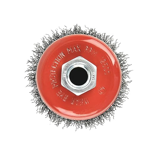 A A IN 4 Pack Wire Cup Brush for Grinders, 3 Inch Crimped Wire Wheel Brush with 5/8-Inch-11 Threaded Arbor,Max RPM 12,500, Light-Duty Conditioning for Metal, Rust Removal, Abrasives