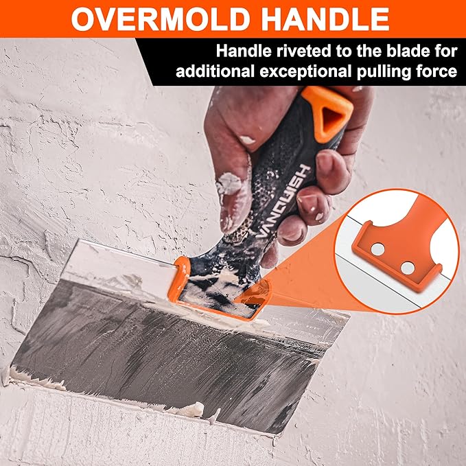 VANQUISH 8 Inch Stainless Steel Drywall Taping Knife, Soft Grip Handle, Perfect for Drywall Joint Taping, Finishing & Patching 3590