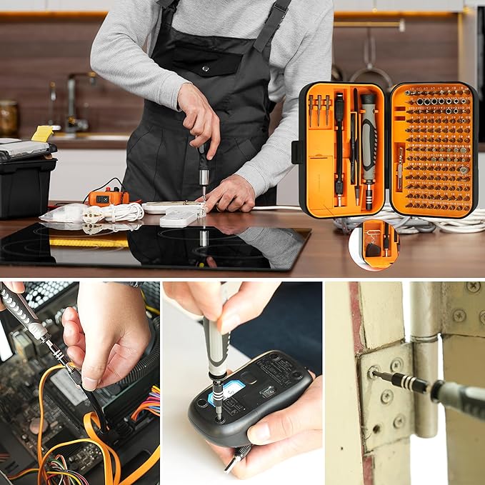 Precision Screwdriver Set, 130 in 1 Electronics Magnetic Screwdriver Set with 120 bits Repair Tool Kit for Computer, PC, Laptop, Phone, Mac, Tablet, Home DIY, Game Consoles, Glasses, Watch