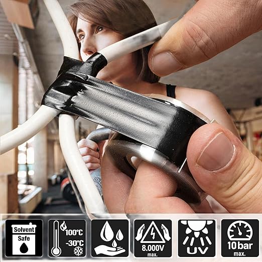 BSTFLEX Self Fusing Silicone Tape for Plumbing Black 1.5" X 36-Foot Non-Adhesive Leak Seal Tape Waterproof, Multi-Purpose Adhesive Tape for Gym Equipment Hose Emergency Repair