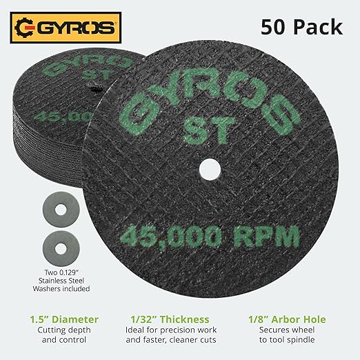 Gyros Fiber Disks ST 11-41502/50 Fiberglass Reinforced Cut Off Wheels 1-1/2 Dia. - Bulk 50. For Dremel Type Tools by Gyros
