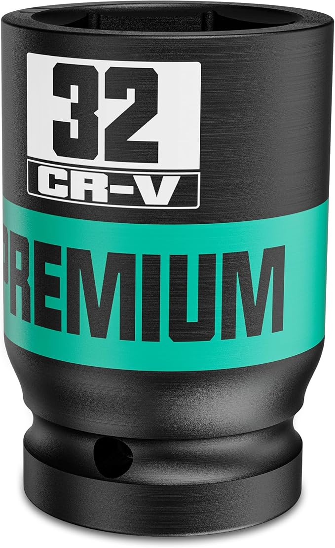 3/4" Drive 6 Point Impact Socket, 32mm Deep Socket, Metric, CR-V, Automotive Maintenance Machinery Manufacturing