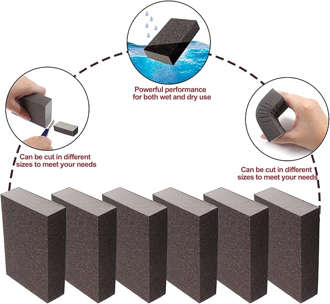 100 Grit Medium Sanding Block - 12Pcs, Wet Dry Sanding Sponge Foam Sandpaper Block Washable & Reusable Sandpaper Sponge for Drywall Wood Plastic Metal Furniture