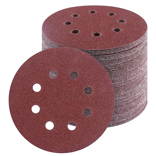 50 PCS 5 Inch Sanding Discs 60Grit, Round Hook and Loop Sandpaper for Random Orbital Sander