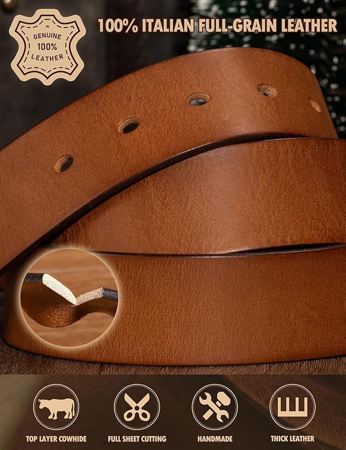Thicken Full Grain Leather Mens Belt Heavy Duty Mens Work Belt Mens Belt High Hardness Buckle Packed In Gift Box