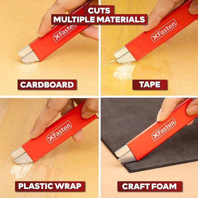 XFasten Flat Box Cutter Retractable Bulk 24-Pack Slim Utility Knife Retractable with Single Edge Razor Knife Blade Scraper, Portable Mini Box Cutter Bulk for Cardboard, Vinyl, and Paper Letter Opener