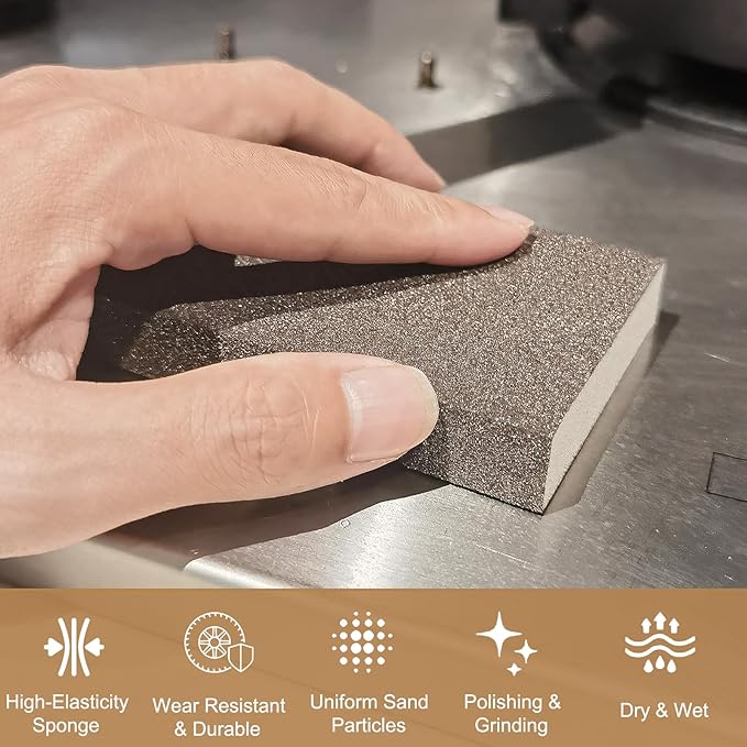 6 Pack 220 Grit Hand Sanding Block, Washable and Reusable Sanding Sponge Great for Pot Brush Pan Brush Sponge Brush Glasses Sanding Wood Sanding Metal Sanding (220 Grit)