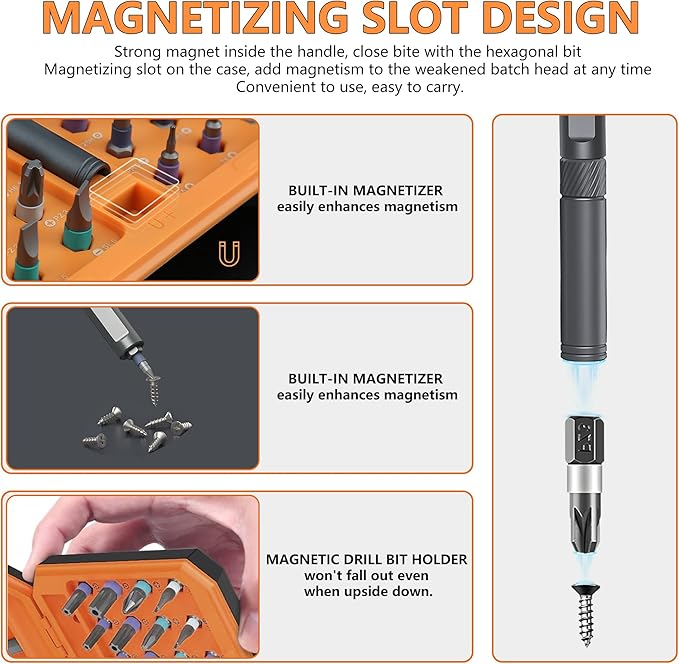 42-in-one magnetic ratchet screwdriver set, [S2 steel] 40-position + T-shaped handle, suitable for home use, automobiles, bicycles, motorcycles, electronic repair - portable tool storage box.