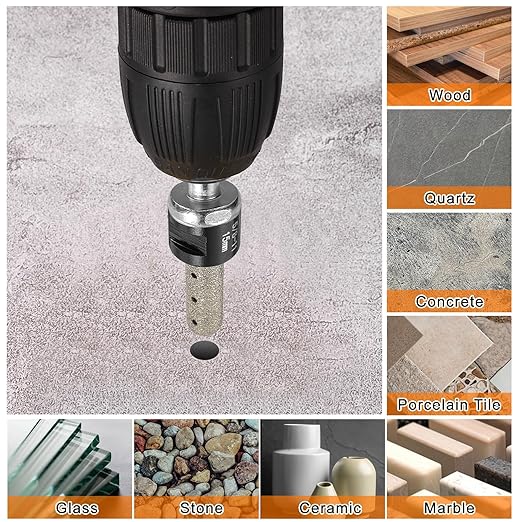 HARFINGTON Diamond Finger Bit 20mm Dia Dry Core Bit with 5/8"-11 Thread Diamond Chamfer Bit for Enlarging Shaping Milling Existing Holes on Porcelain Tile Ceramic Marble Countertop, Black