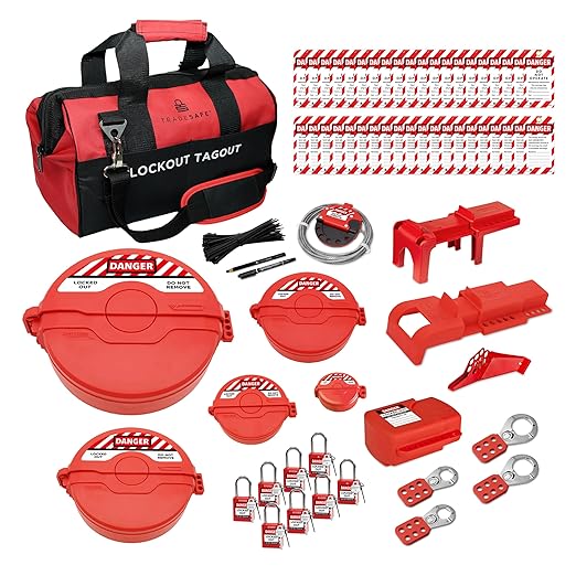 TRADESAFE Valve Lockout Tagout Kit - 55 Loto Devices, Gate Valve Lockout, Ball Valve Lock, Butterfly Valve Lock Out, Loto Locks, Hasps, Tags, Cable Lock, OSHA-Compliant