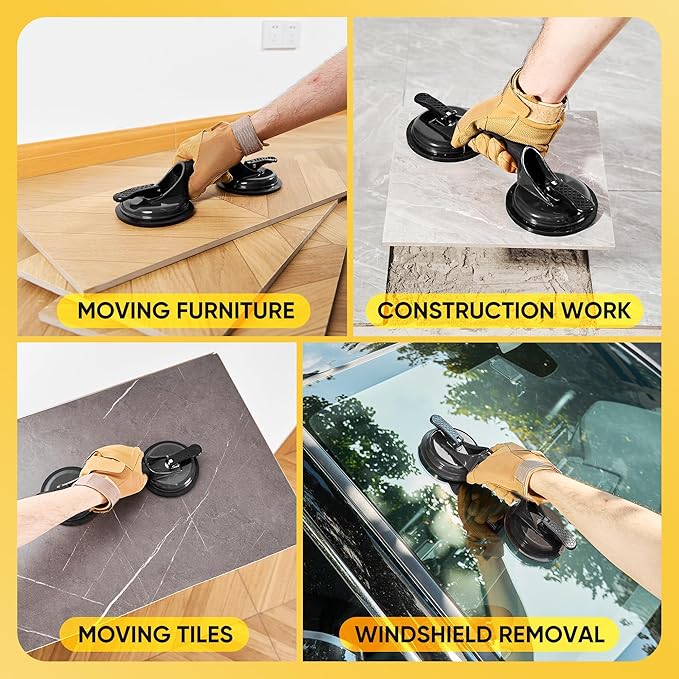 Rubber Mallet & Suction Cup Floor Gap Repair Tool Kit for Laminate, Floating Wood Floors - DIY Gap Fixing (BLACK)