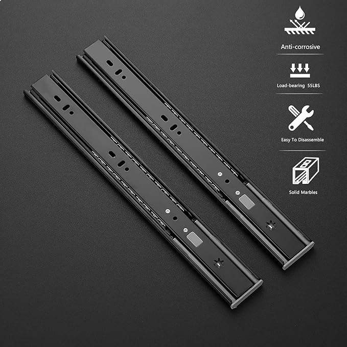 Ravinte 14 Inch Soft Close Drawer Slides 10 Pairs 20 Pack Black Full Extension Ball Bearing Drawer Glide Side Mount