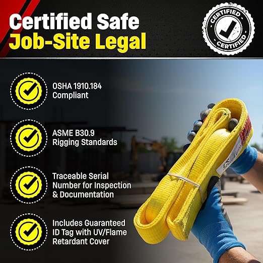 DD Sling (USA Made). 3" Widths by 6' to 20' Lengths in Listing, 2 Ply Twisted Eye, Nylon Lifting Slings, Eye & Eye, 8,900 lbs Vert, 7,200 lbs Choker, 17,800 lbs Basket Load Capacity (3" x 6')
