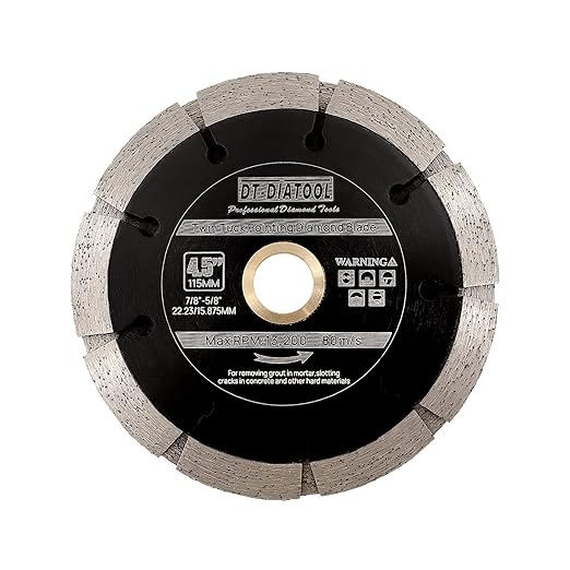 DT-DIATOOL Sandwich Tuck Point Blade - 4-1/2 Inch Mortar Raking Crack Chaser Dual Diamond Blade 7/8"-5/8" Arbor for Mortar Removal,Grout Concrete Asphalt Surfaces Repair,Masonry Brick Stone Cutting