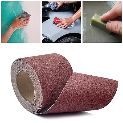 60 Grit Sandpaper Roll 4.5'' Wide 10Yard (= 71Pcs 1/4 Sheet Sandpaper) Abrasive Emery Cloth Sand Paper Roll for Dry Wet Sanding Polishing Wood Metal Glass Automotive Furniture PVC Primers (60 Grit)