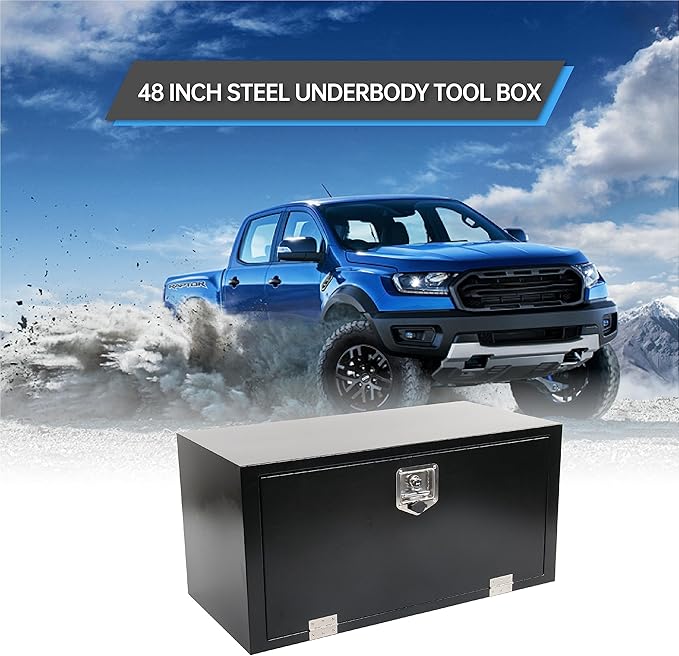 Steel Truck Tool Box, 36’’ Underbody Truck Tool Boxes for Underbed of Truck, Trailer, Rv -Black（36''x18''x18''）