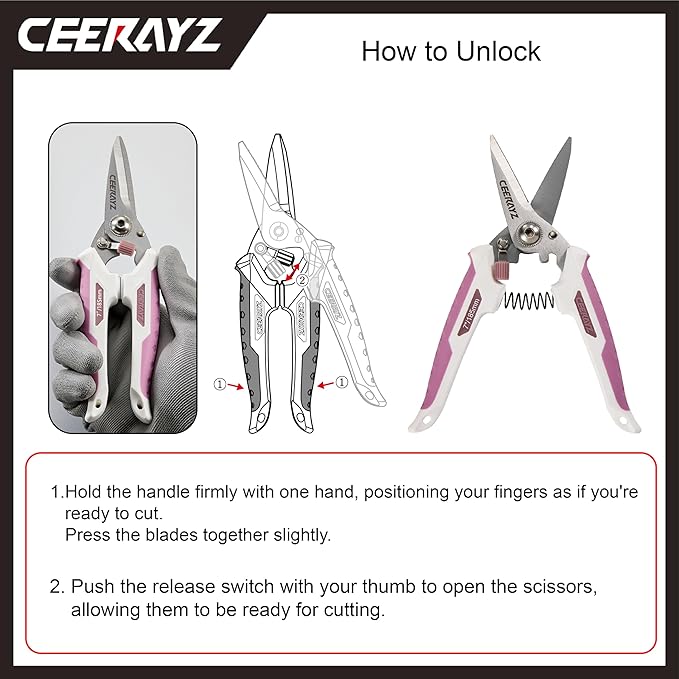 7" Scissors All Purpose, Heavy Duty, Multipurpose, for DIY Projects, Office, Production Lines, Pruning, with Protective Sheath (White/Pink)