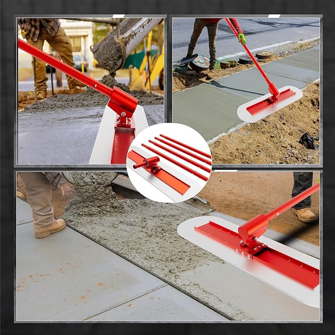 Bull Float Concrete Tools節?8?쇺쇒?2?쇺?Stainless Steel Concrete Float with 4 Combinable Handles節쏞oncrete Bull Float with Trowel節쏞oncrete Bull Float Kit for Concrete Finishing