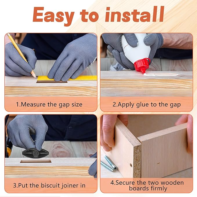 60 Pcs Plastic Joining Biscuits, Self Clamping Plate Joiner Biscuit, Black Biscuit Joiner Attachment for Woodworking Deck Door Furniture Trim