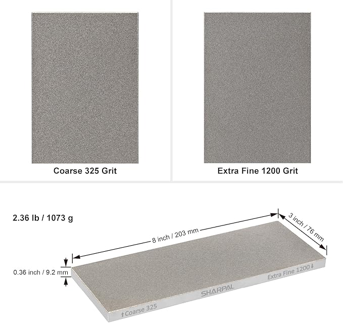 SHARPAL 162N Double-sided Diamond Sharpening Stone Whetstone Knife Sharpener |Coarse 325 / Extra Fine 1200 Grit | Storage Case with NonSlip Base & Angle Guide (8 in. x 3 in.)