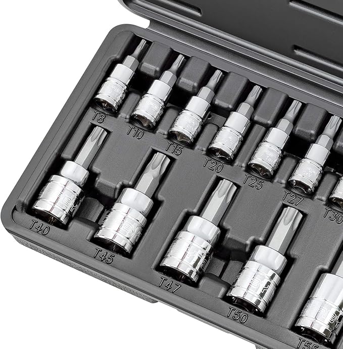 CARBYNE 14-Piece Torx Bit Socket Set, T8 to T60 Sizes, S2 Steel Bits, Cr-V Sockets, Durable Case | 1/4, 3/8, & 1/2 in. Drive ??From a Family-Run Tool Company Based in the U.S.A.