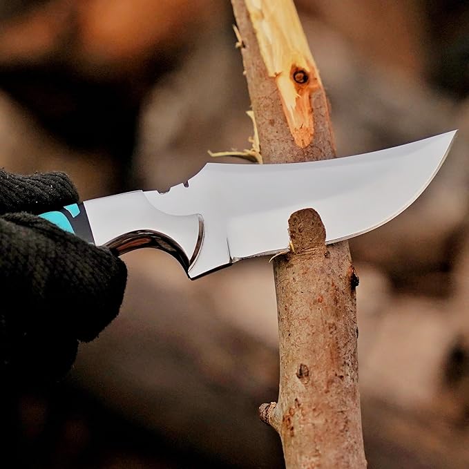 Handmade Cowboy Knife for Men & Women,Outdoor Camping Hiking Knife,Stainless Fixed Blade 7.5’’ Gift for Boy Friend, Full tang knife