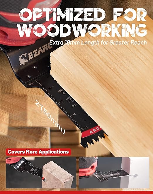 EZARC Bi-Metal Arc Edge Oscillating Tool Blade, Japanese Teeth Oscillating Saw Blades for Clean Cuts in Hard Wood & Plastic, Universal Fit Multitool Blades, 5-Pack