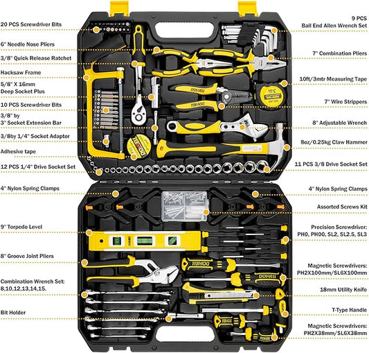 DOWELL Mechanic Tool Set Socket Wrench Auto Repair Tool Set 228-Piece Hand Tool Kit Toolbox Storage Case