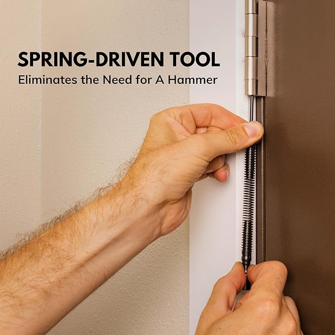 HIT Tool Door Hinge Pin Removal Tool ??Spring-Driven Hinge Pin Punch & Steel-Faced Hammer ??Compact, Hammerless Tool for Easy Pin Removal & Installation ??Made in The USA
