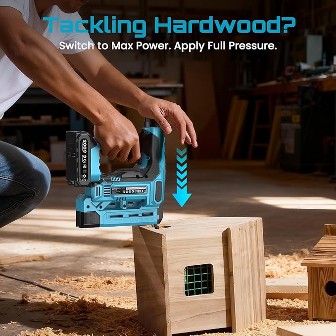 SEESII 18 Gauge Cordless Brad Nailer and Stapler Gun for Drywall, 20V 2-in-1 Electric Nail Gun with 2 Batteries, 1000pcs Nails & Staples, Adjustable Depth for Wood, Upholstery & DIY Projects