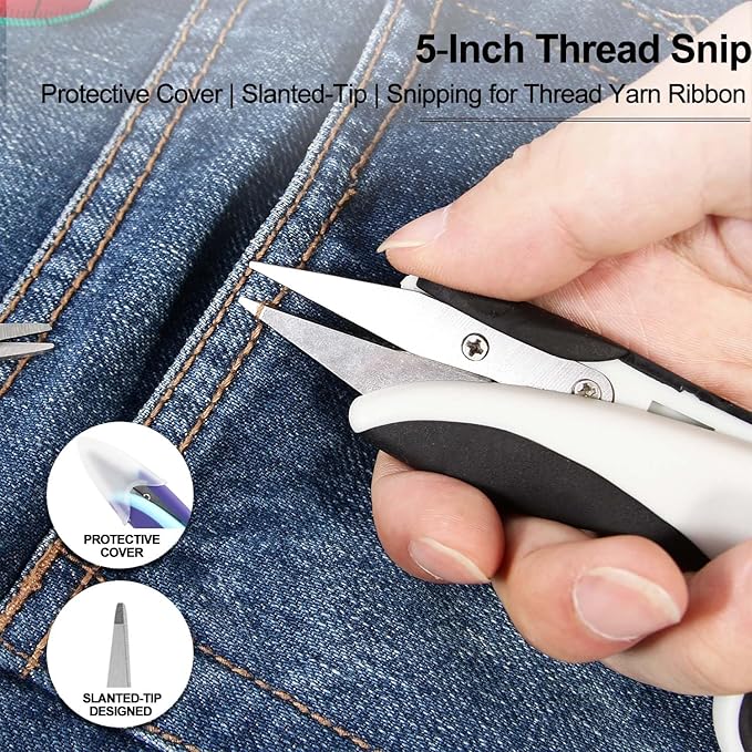Premium Sewing Scissors Bundle - Heavy Duty Fabric Scissors (8"), Embroidery (5"), Small Detail (4"), Thread Snips (5"), Tailoring, Dressmaking, Quilting, Arts&Craft Supplies, Green
